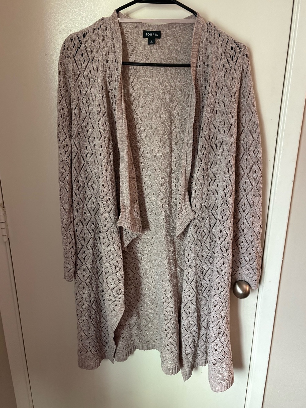 Torrid taupe pointelle knit cardigan